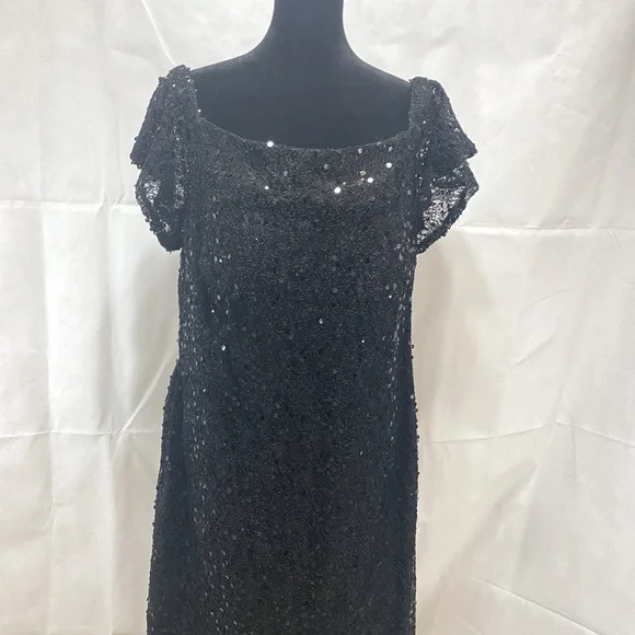 Ashley Stewart | Dresses | Plus Size Sequined Draped Midi Dress Black 4 Ashley  Stewart | Poshmark
